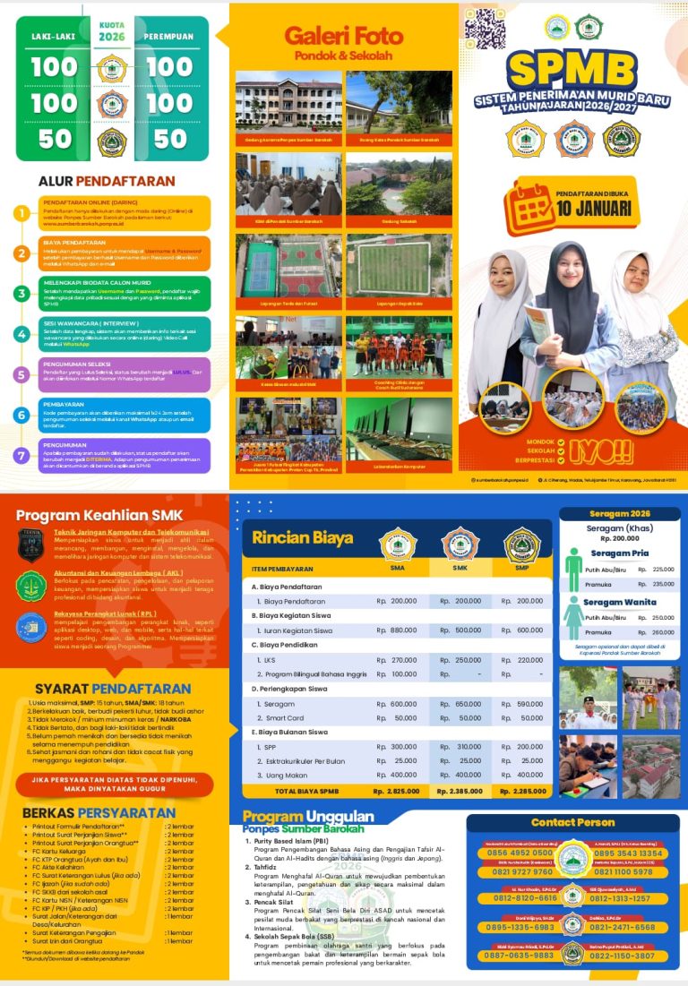 Penerimaan Peserta Didik Baru (PPDB) Tahun Ajaran 2026/2027 Telah Dibuka! Segera Daftar, Kuota Terbatas.”